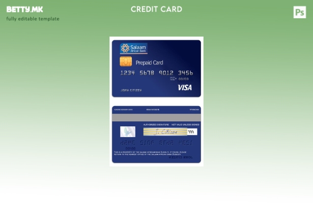 модерен стил Џибути Шаблон за припејд картичка за виза за африканска банка Салам